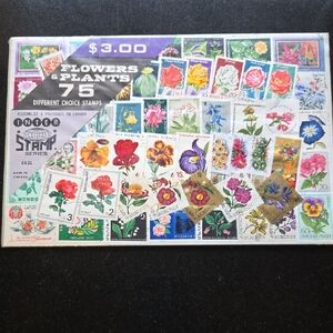 Floral Stamp Collection Set. Still In Plastic Wrap.   Old Gold Vintage